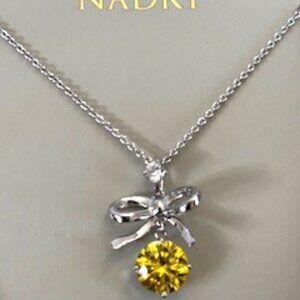 Nadri 2-stone 16" necklace with bow detail New in Box
